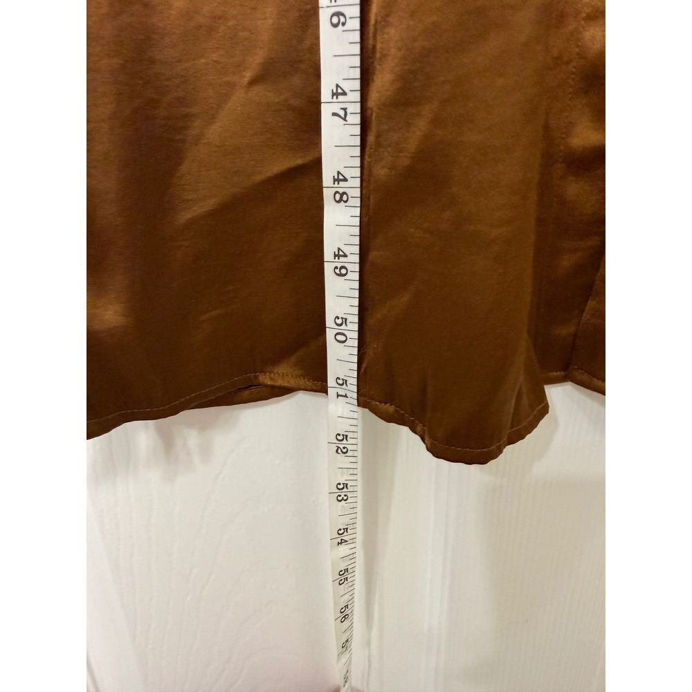 Madewell Shirt Dress Women 6 Brown Excellent Satin Maxi Long Sleeve Button Front - Picture 6 of 6